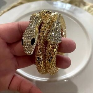 Serpenti Gold Metal Snake Crystal Bracelet